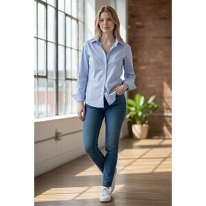 Moda International Purple Button-Down Shirt Size Large